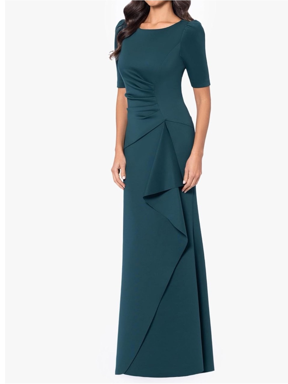 XSCAPE Ruched A-Line Gown Hunter Green Size 12P
